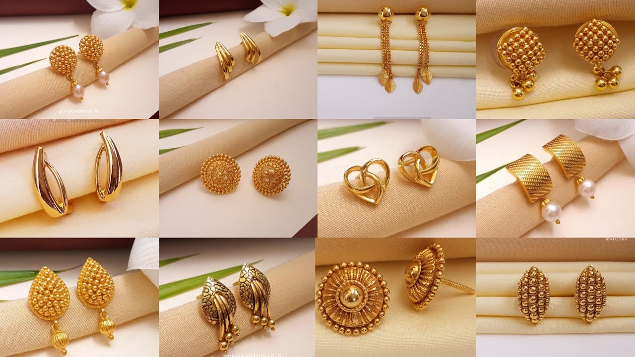 Buy 1 Gram Gold Simple Latest Daily Wear Gold Earrings Designs