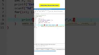 C Print Multiplication Table #fyp #shorts #c #cpp #cprogramming #fypシ #viral #reels #programming #us