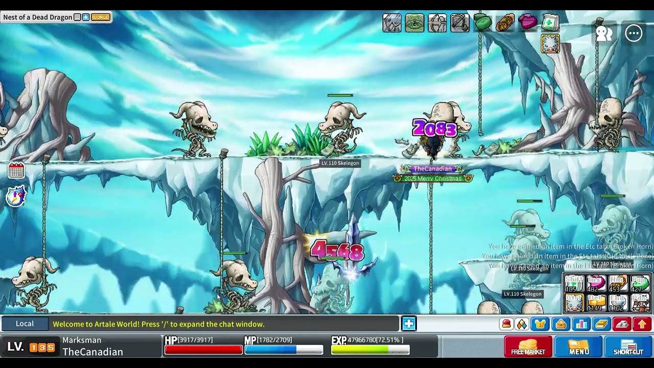 Maplestory Artale - Level 135 Marksman Solo Skeles (1.41M XP/10 mins)