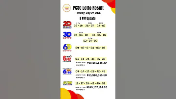 PCSO 2D 3D 6D 6 42 6 49 6 58 Lotto Results Today 9PM Update July 22 2025 