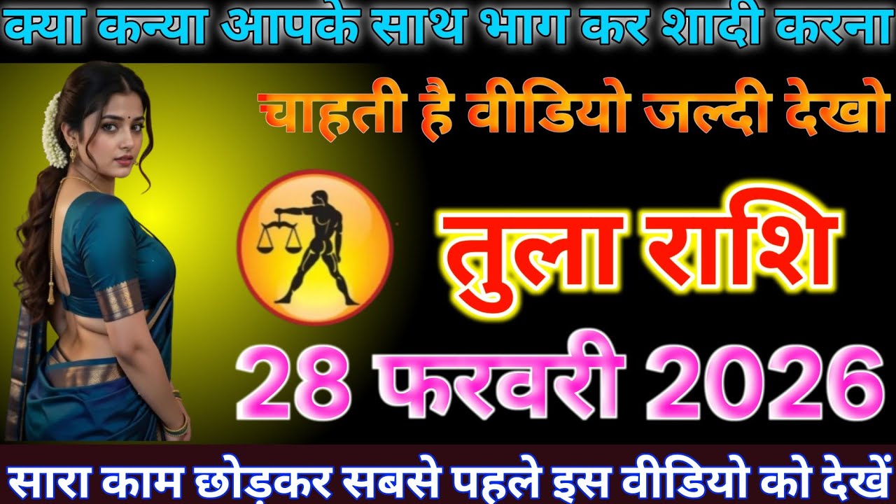 #तुला राशि दिनांक 28 फरवरी 2026 यह कन्या आपके साथ भाग कर शादी करना चाहती है वीडियो को जल्दी देखो#