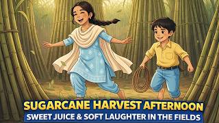 Sugarcane Harvest Afternoon | Sweet Juice & Soft Laughter in the Fields | Ghibli-Style ASMR screenshot 3