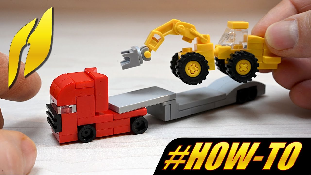 How to Build a Microscale Low-loader Trailer with Wheel Loader (MOC) 