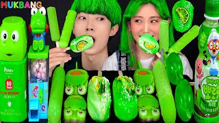 ASMR ICE CREAM GREEN PARTY JELLY MUKBANG EATING SOUNDS