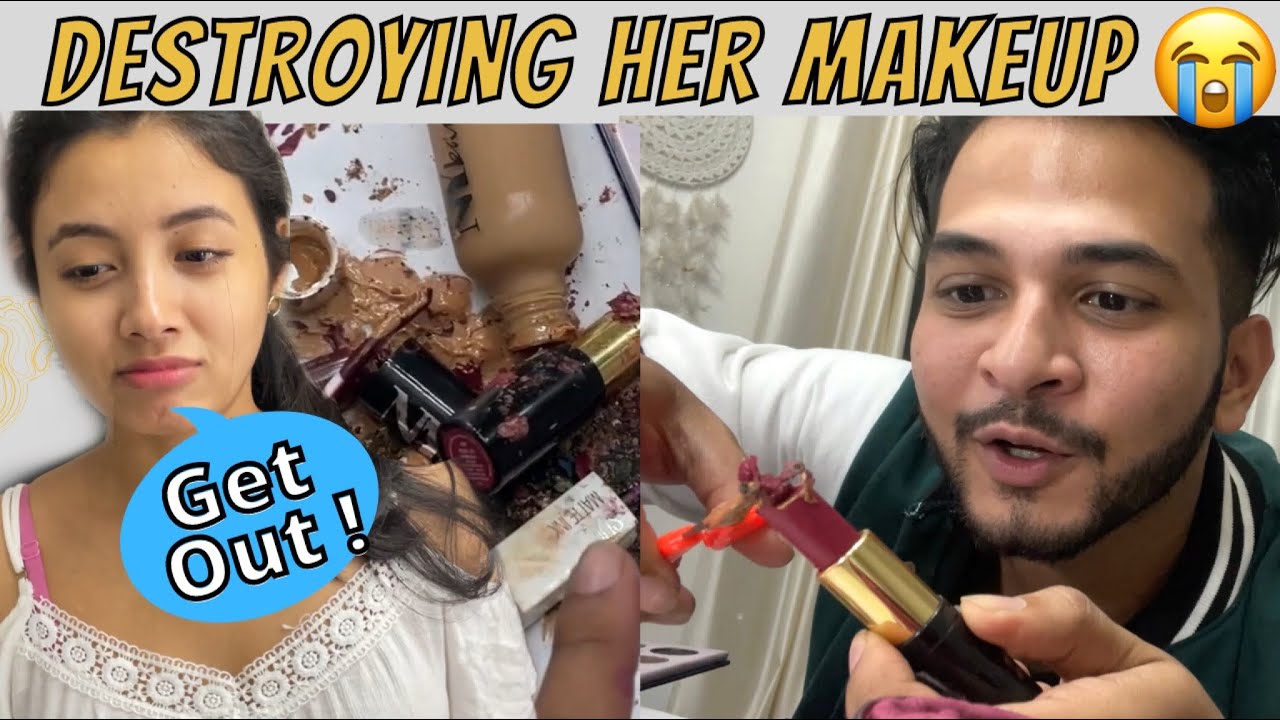 Prank- Destroyed her Makeup || She got really angry 😨