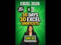 Day 24/30 - 30 days 30 excel shortcuts you must know to save your time #excel2026 #exceltamil #excel