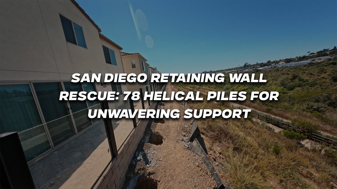 78 Helical Piles Along a San Diego Retaining Wall. Video preview.