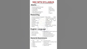 SSC MTS SYLLABUS 2024 📘🥳SSC MTS EXAM 2024|| MTS SYLLABUS #shorts #sscmts #ssc