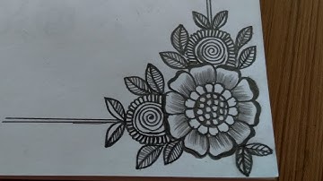 Easy and Simple Border Design for Project | Easy corner Flower Drawing Tutorial For Beginners Simple