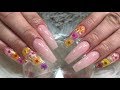 Encapsulated Flowers Nude Acrylic Nails