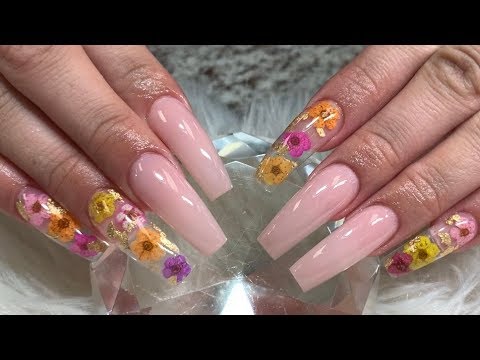 Harvey's Nails - French Ombre with encapsulated dried flowers