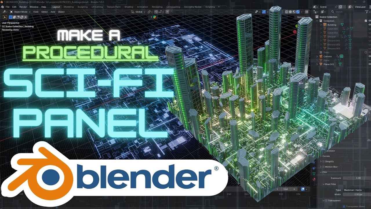 Create a Procedural Sci-Fi City Texture in Blender 5.0 - YouTube