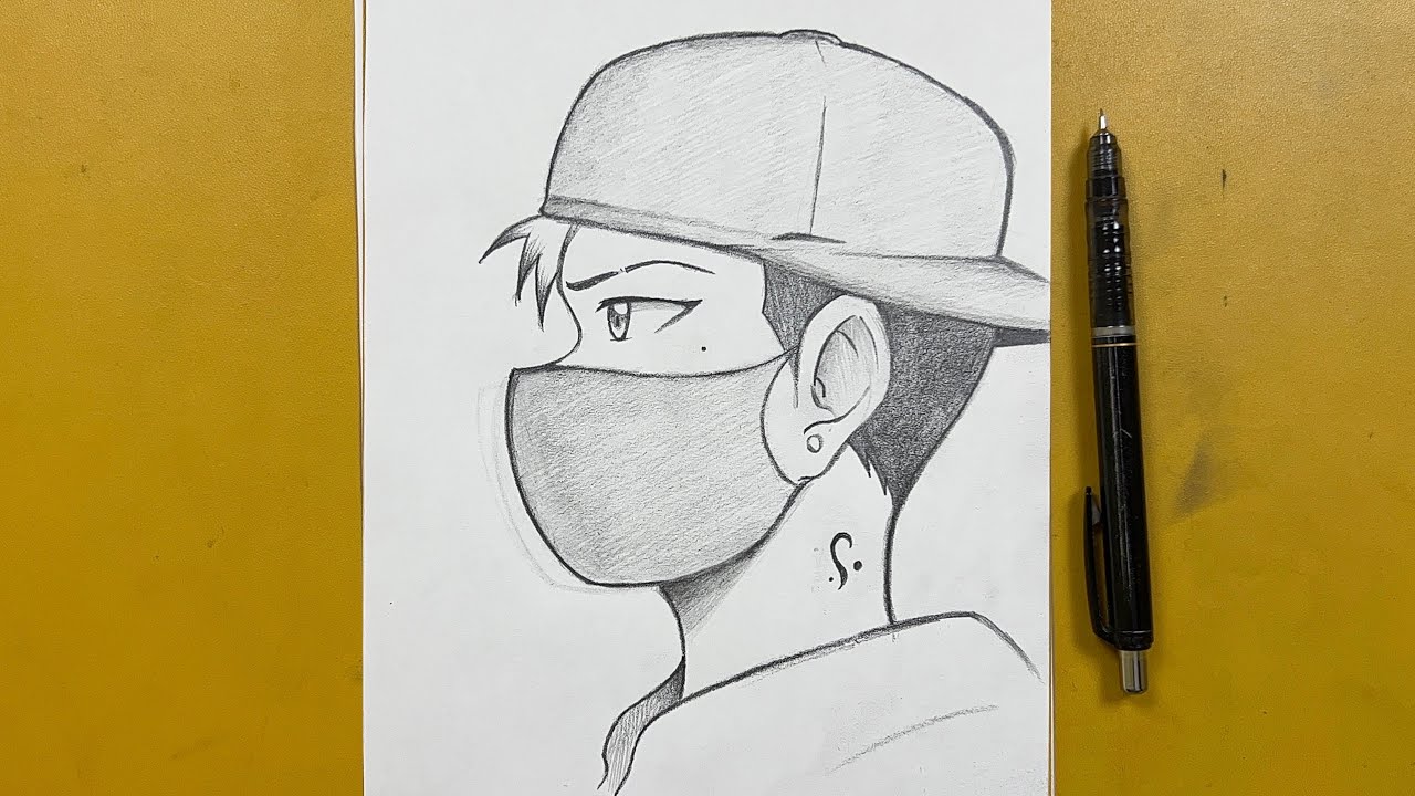 Easy Anime Drawing with pencil sketch / How to draw anime boy wearing a  mask #DrawingTutorial 