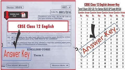 || Term (1) English Core Answer Key|| Series: SSJ/2 SET-4 Paper No : 001/2/4 || 3 December 2021 ||