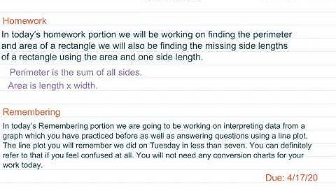 Math Unit 8 Lesson 8 Homework & Remembering: 4/16/20