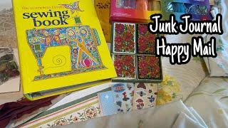 Vintage sewing book, vintage fabrics & more! / Junk journal Happy mail unboxing