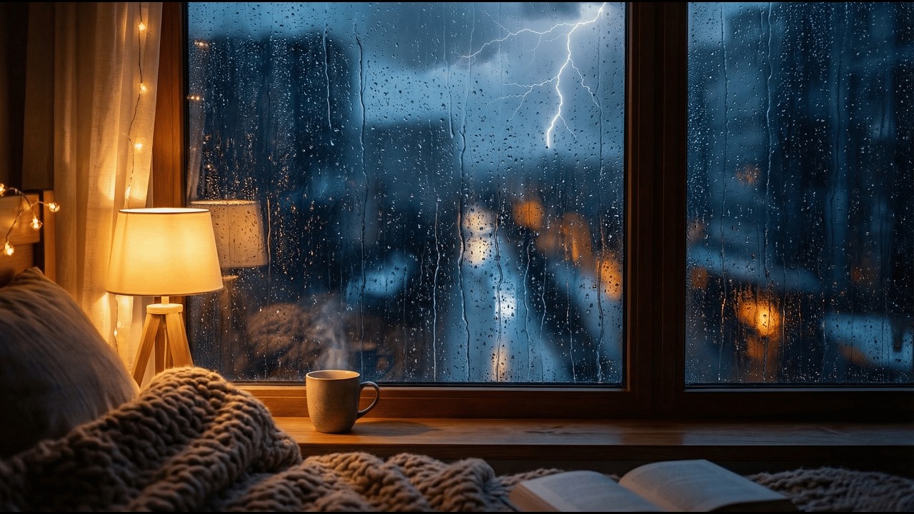 Rain Sounds in a Dark Bedroom (No Ads) | Relaxing Night Ambience for Deep Sleep, Focus & Meditation