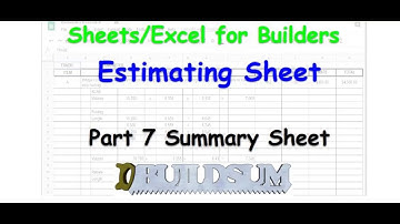 Sheets / Excel for Builders - Estimating Sheet - Part 7 Summary Sheet