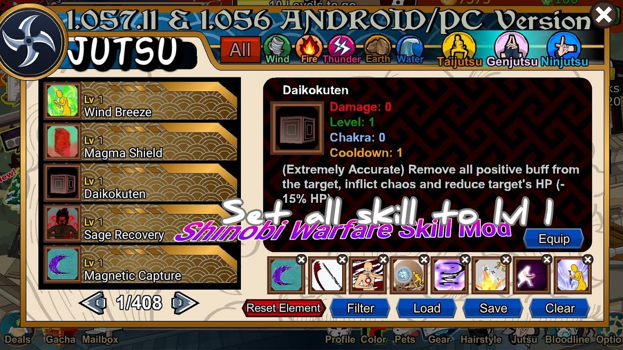 MOD & APK Shinobi Warfare Version 1.057 | Skill Mod