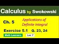 Calculus by Swokowski Ch 5 Lec 7 Exercise 5.1 Q 23, 24.area bounded by two curves for BS Math