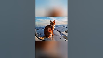 Ginger Cat Chilling on an Airplane Wing! 🐱✈️