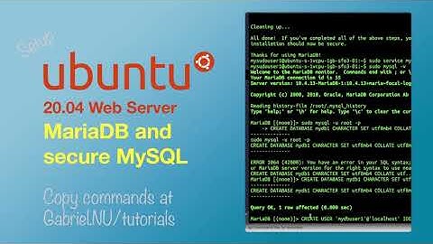 10 Install MariaDB, Secure MySQL and create databases,  Ubuntu 20.04