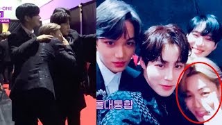 Ha Sung Woon runs into BTS's Jimin, EXO's Kai and SHINee's Taemin during 2017 MAMA on Wanna One