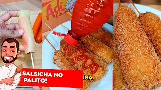 Salsicha empanada no palito! fcou incrível!!
