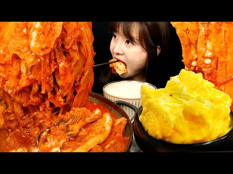 ASMR (COOKING & EATING)BOMB EGGS STEAMED, SPICY PORK KIMCHI BROTH *KIMCHI JJIGAE. MUKBANG