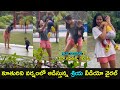Actress Shriya Saran plays with her daughter in rain, adorable moments