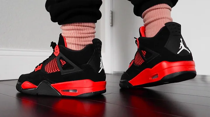 BAD QUALITY CONTROL ISSUES? || JORDAN 4 RED THUNDER GS QUICK REVIEW + SIZING + ON FOOT