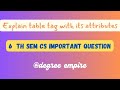 Explain about table tag with its attributes