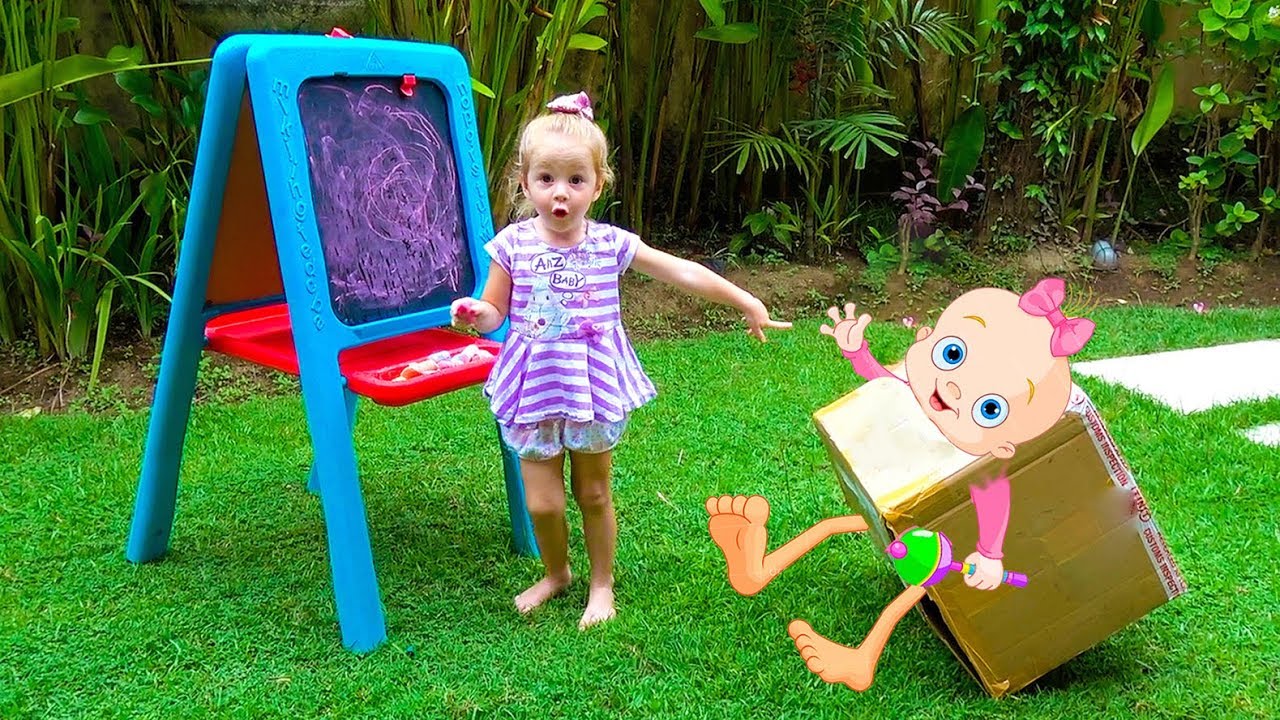 Cute Kid and Toys into Surprise box - YouTube