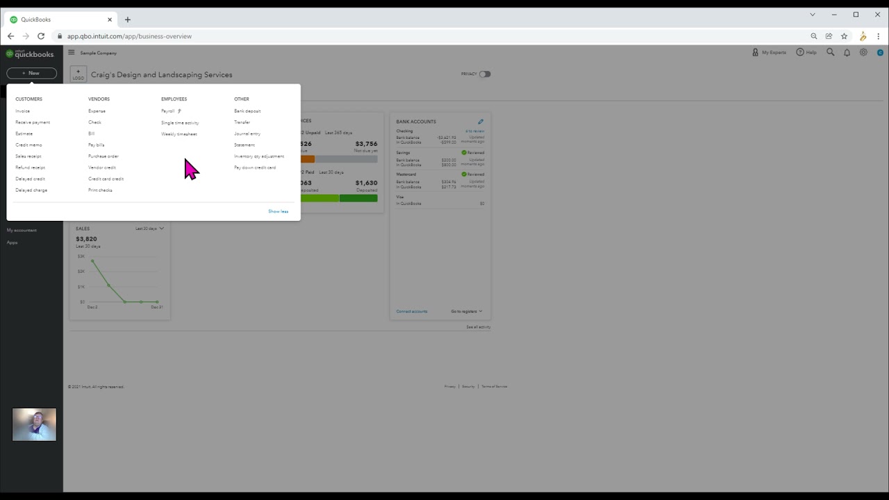 QuickBooks Online Navigation