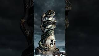 Giant python wrapped tightly around a tall lighthouse  #youtubeshorts #snake #snakehandling #train