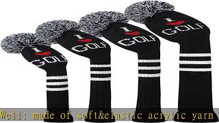 Scott Edward Knitted Golf Head Covers 4PCS Handmade Fit Well for Driver and Fairway Woods with Long