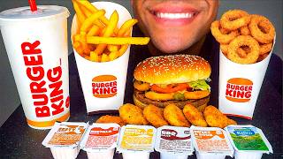 ASMR BURGER KING IMPOSSIBLE WHOPPER CHICKEN NUGGETS FRENCH FRIES ONION RINGS RANCH EATING