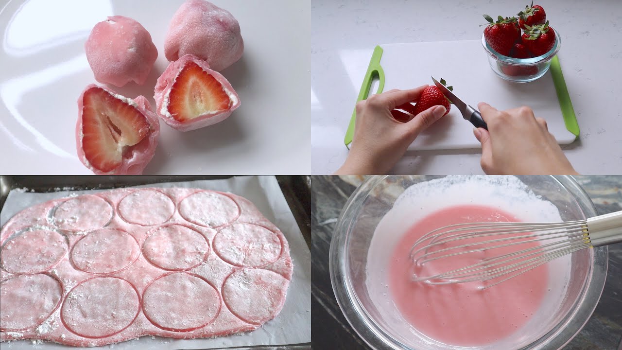 strawberry and cream mochi simple and easy YouTube