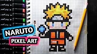 Como Dibujar A NARUTO UZUMAKI | PASO A PASO FACIL (pixel art) | how to draw naruto kawaii
