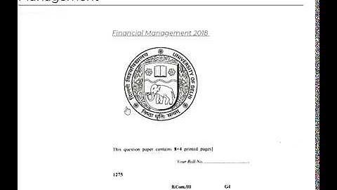 SOL Financial Management question paper of b.com 3rd year