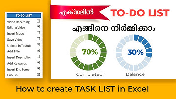 How to Create Doughnut Chart in Microsoft Excel | How to create a to do list in Excel | Malayalam