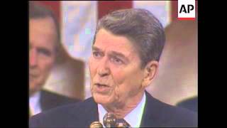 President Ronald Reagan addresses a historic 100th Congress to deliver the State of the Union