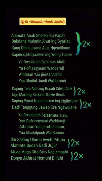 Lirik Alamate Anak Sholeh#ShortsVideo#