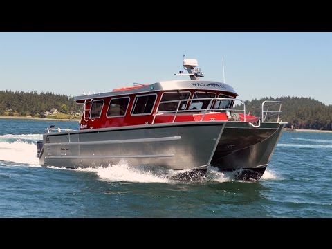 ACI Boats' Alegria 1534XC, 34' Aluminum Catamaran - YouTube