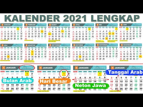 Kalender 2021 Full dengan Peringatan Hari Besar, Hari Jawa, Neton dan Bulan Arab