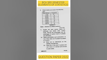 Elements Of Statistics Question Paper 2022 | BCA 3rd Semester | CCS University Meerut (CCSU)