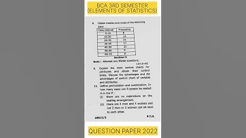 Elements Of Statistics Question Paper 2022 | BCA 3rd Semester | CCS University Meerut (CCSU)