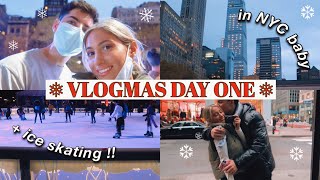 VLOGMAS DAY 1: Ice skating in NYC at Bryant Park winter village!!