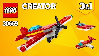 LEGO® Creator 3in1 Iconic Red Plane (30669)[51 pcs] Hovercraft & Cargo Plane @TopBrickBuilder