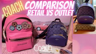 COACH RETAIL VS OUTLET 🎒Charter Backpack 24 vs Mini Court Backpack WHAT FITS? Robin Cookie